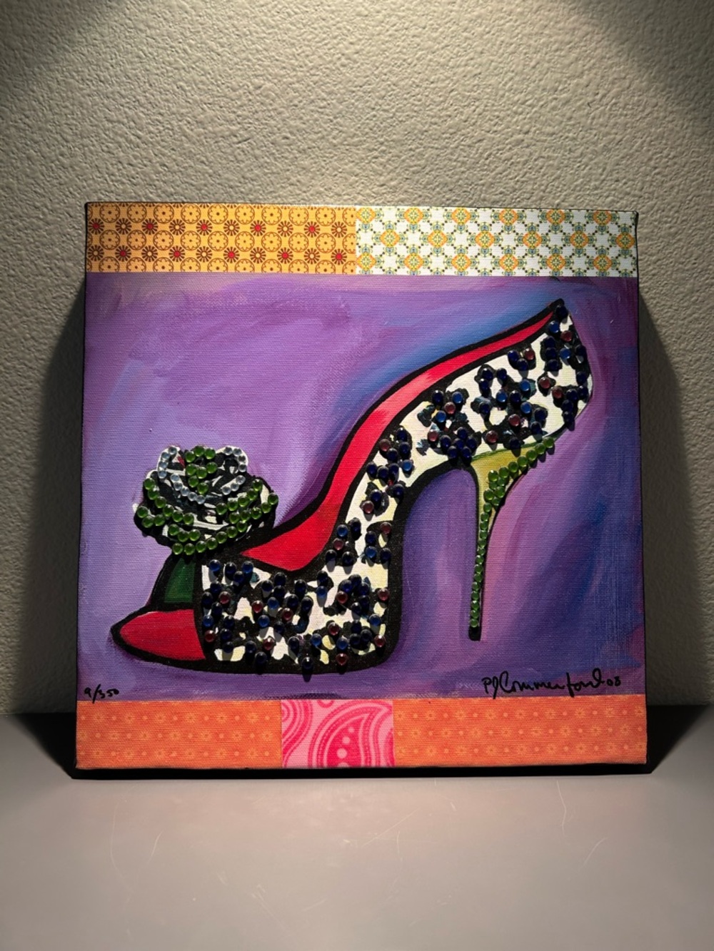 Embellished High Heel Pump in Purple and Red